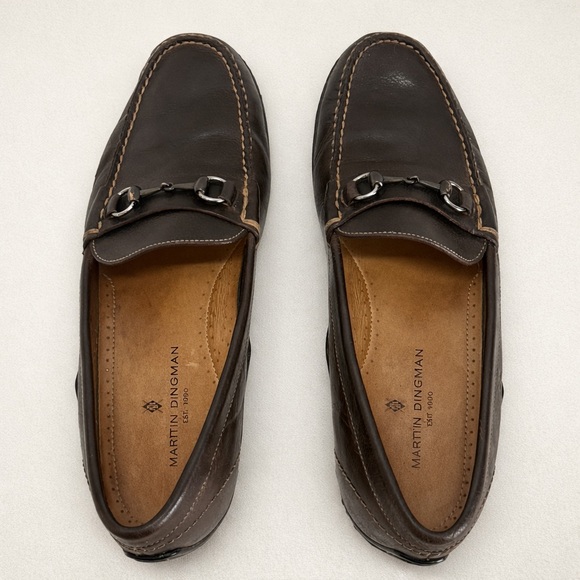 Martin Dingman Brown Leather Horsebit Loafers Driving Moc Vibram Sole 12W - Picture 8 of 10